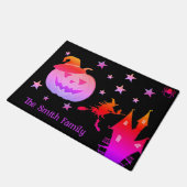 Gepersonaliseerd Monogram Halloween Pompoen Gezich Deurmat (Schuin)
