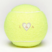 Gepersonaliseerd monogram hart twee Initialen Tennisballen (Voorkant)