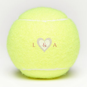 Gepersonaliseerd monogram hart twee Initialen Tennisballen