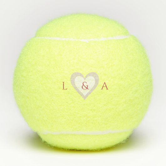 Gepersonaliseerd monogram hart twee Initialen Tennisballen (Voorkant)