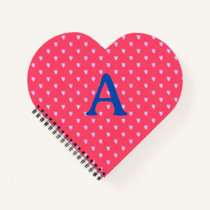Gepersonaliseerd monogram harten Patroon Hot Pink  Notitieboek