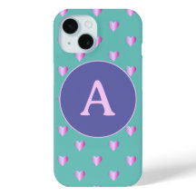 Gepersonaliseerd Monogram Hartpatroon Lila Blauwgr