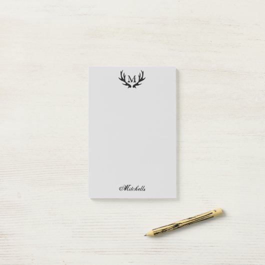 Gepersonaliseerd monogram  hertengewei logo post-it® notes (Op bureau)