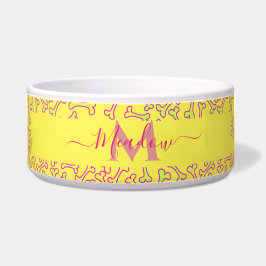 Gepersonaliseerd Monogram Hondenbot Cartoon Geel G Voerbakje