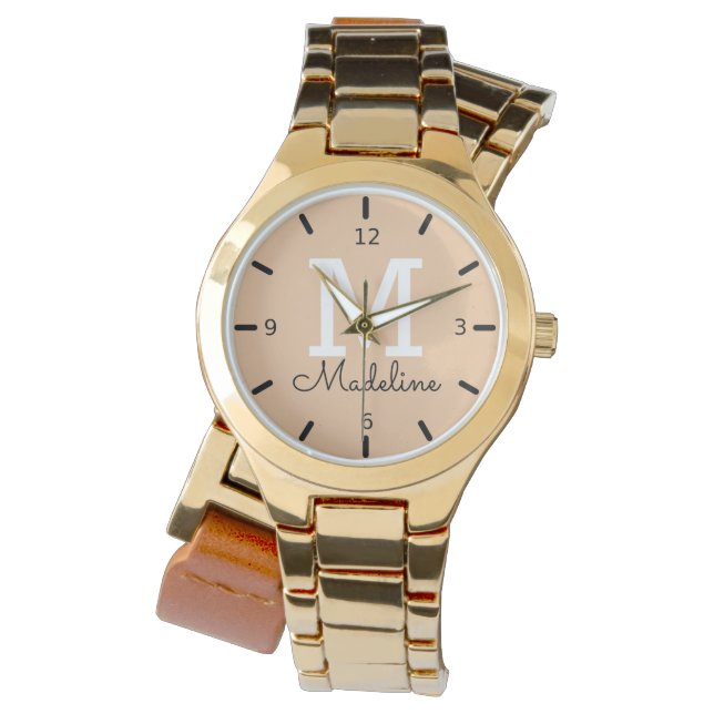 Gepersonaliseerd monogram horloge (Voorkant)