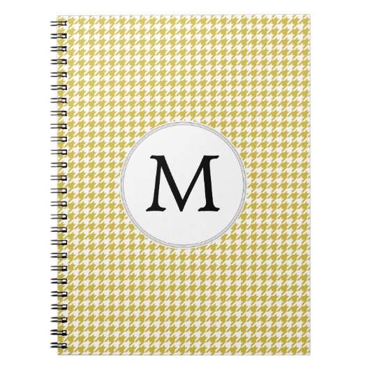 Gepersonaliseerd Monogram - Houndstooth Patroon Ge Notitieboek (Voorkant)