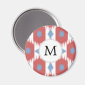 gepersonaliseerd monogram Ikat rood en blauw Magneet (Voorkant / Achterkant)
