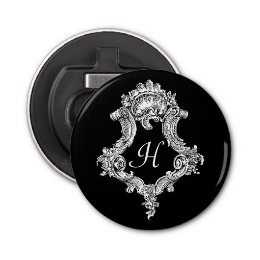 Gepersonaliseerd monogram Initiaal Button Flesopener (Voorkant)