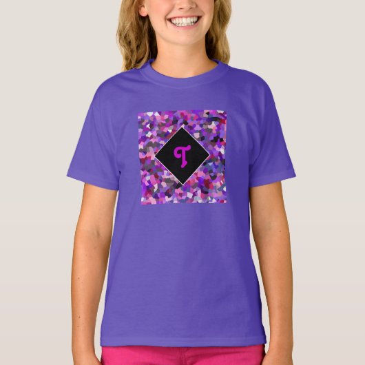 Gepersonaliseerd Monogram Initiaal Confetti Paars T-shirt (Voorkant)