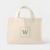 Gepersonaliseerd Monogram Initiaal Elegant Salie G Mini Tote Bag (Voorkant)