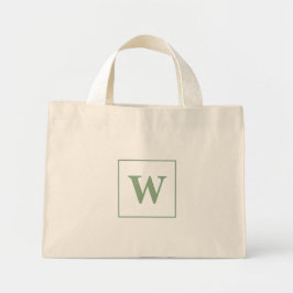Gepersonaliseerd Monogram Initiaal Elegant Salie G Mini Tote Bag