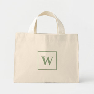 Gepersonaliseerd Monogram Initiaal Elegant Salie G Mini Tote Bag