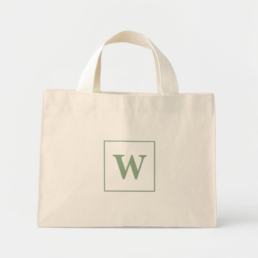 Gepersonaliseerd Monogram Initiaal Elegant Salie G Mini Tote Bag (Voorkant)
