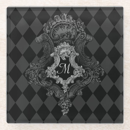 Gepersonaliseerd monogram Initiaal Glazen Onderzetter (Voorkant)