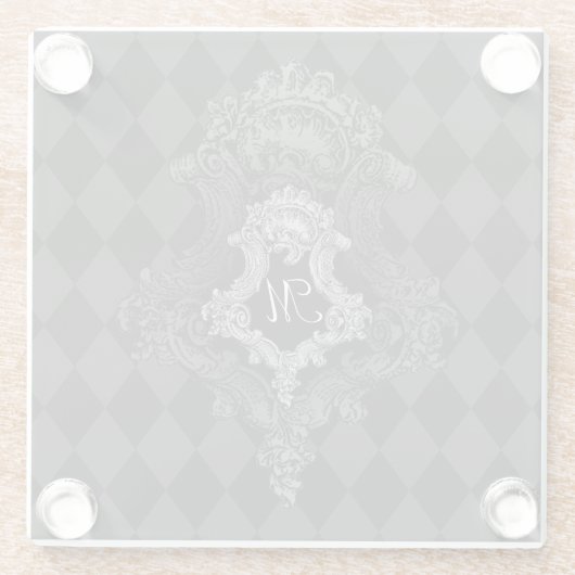 Gepersonaliseerd monogram Initiaal Glazen Onderzetter (Achterkant)