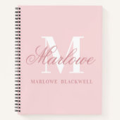 Gepersonaliseerd Monogram Initiaal Letter Blush Ro Notitieboek (Voorkant)