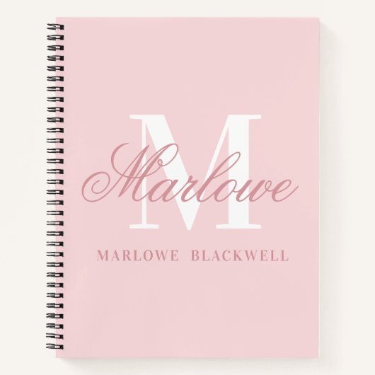 Gepersonaliseerd Monogram Initiaal Letter Blush Ro Notitieboek (Voorkant)
