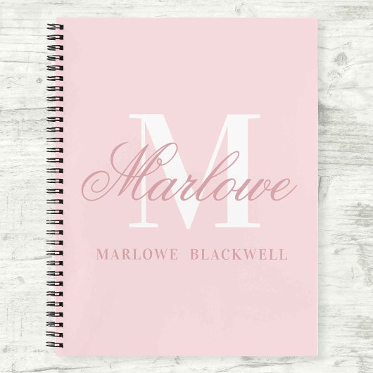 Gepersonaliseerd Monogram Initiaal Letter Blush Ro Notitieboek