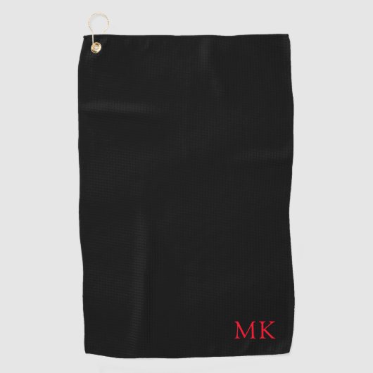 Gepersonaliseerd Monogram Initiaal Modern Zwart Ro Golfhanddoek (Voorkant)