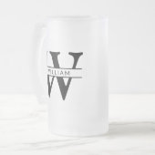 gepersonaliseerd monogram initiaal & naam eenvoudi matglas bierpul (Voorkant links)