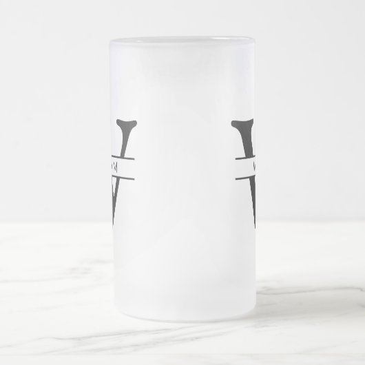 gepersonaliseerd monogram initiaal & naam eenvoudi matglas bierpul (Center)