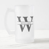 gepersonaliseerd monogram initiaal & naam eenvoudi matglas bierpul (Links)