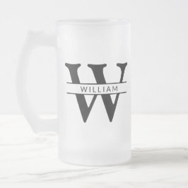 gepersonaliseerd monogram initiaal & naam eenvoudi matglas bierpul