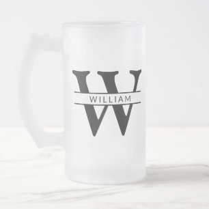 gepersonaliseerd monogram initiaal & naam eenvoudi matglas bierpul