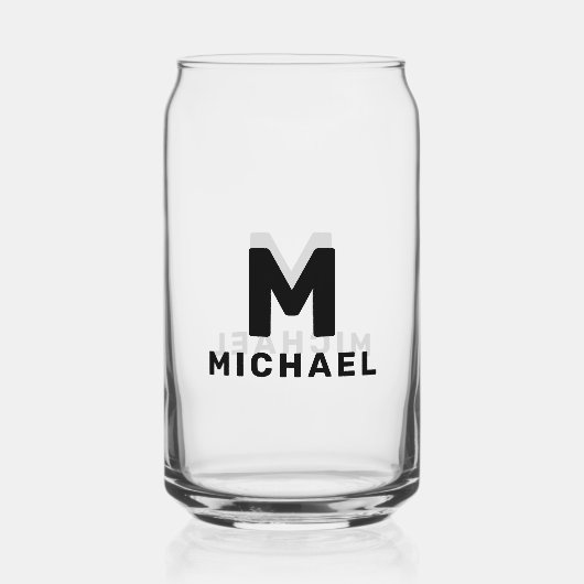 Gepersonaliseerd Monogram Initiaal & Naam Modern Blikvorm Glas (Voorkant)