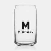 Gepersonaliseerd Monogram Initiaal & Naam Modern Blikvorm Glas (Achterkant)