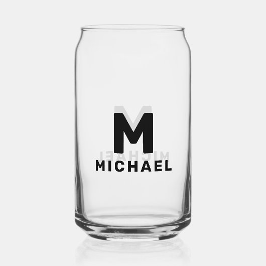 Gepersonaliseerd Monogram Initiaal & Naam Modern Blikvorm Glas (Achterkant)