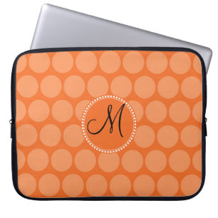 Gepersonaliseerd monogram Initiaal Oranje poka Dot Laptop Sleeve
