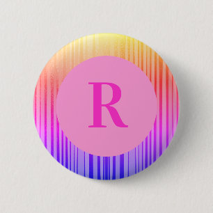 Gepersonaliseerd monogram Initiaal roze ombre Ronde Button 5,7 Cm