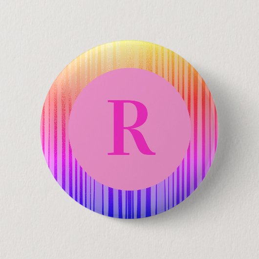 Gepersonaliseerd monogram Initiaal roze ombre Ronde Button 5,7 Cm (Voorkant)