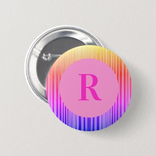 Gepersonaliseerd monogram Initiaal roze ombre Ronde Button 5,7 Cm (Voorkant /achterkant)