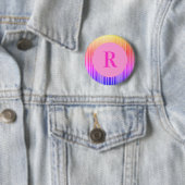 Gepersonaliseerd monogram Initiaal roze ombre Ronde Button 5,7 Cm (In situ)