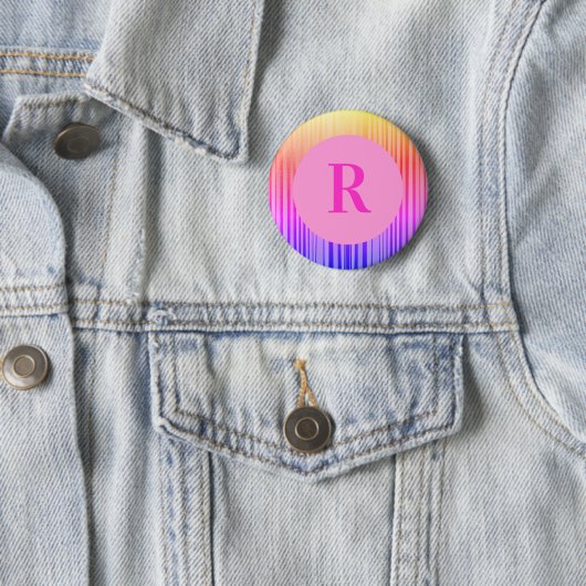 Gepersonaliseerd monogram Initiaal roze ombre Ronde Button 5,7 Cm (In situ)