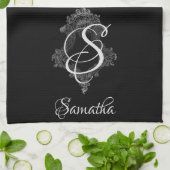 Gepersonaliseerd monogram Initiaal Theedoek (Gevouwen)