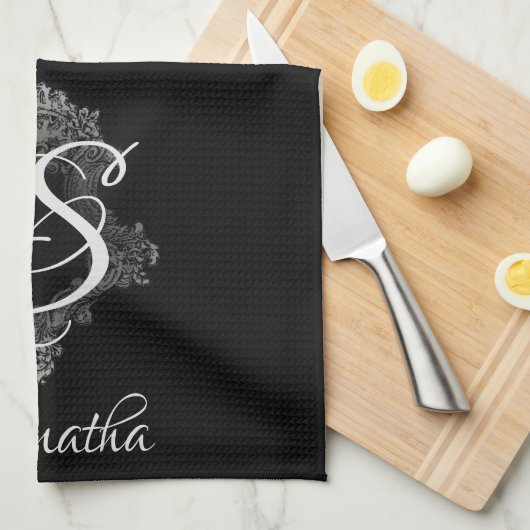 Gepersonaliseerd monogram Initiaal Theedoek (Quarter Fold)