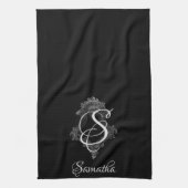 Gepersonaliseerd monogram Initiaal Theedoek (Verticaal)