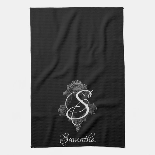 Gepersonaliseerd monogram Initiaal Theedoek (Verticaal)