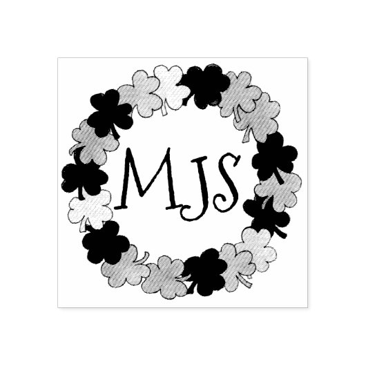Gepersonaliseerd monogram Irish Shamrock Wreath Rubberstempel (Afrduk)