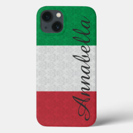 Gepersonaliseerd monogram Italiaans vlagDamaspatro iPhone 13 Hoesje