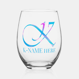 Gepersonaliseerd Monogram "K" Naam Abstract Spring Wijnglas Zonder Voet
