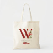 Gepersonaliseerd monogram kerstcadeau tote bag (Voorkant)