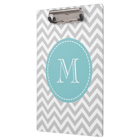 Gepersonaliseerd monogram klembord met grijs chevr (Links)