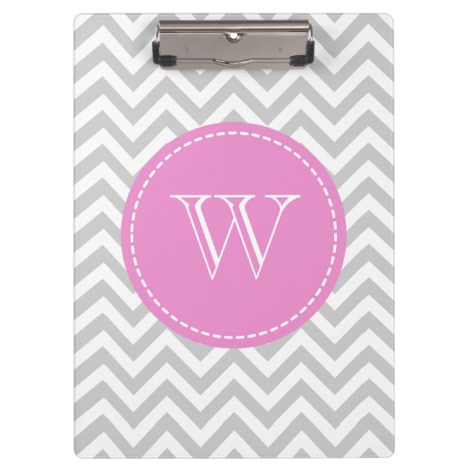 Gepersonaliseerd monogram klembord met grijs chevr (Voorkant)