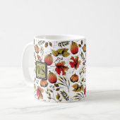 Gepersonaliseerd Monogram Kleurrijke Herfst Oogst Koffiemok (Voorkant links)