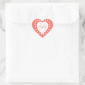 Gepersonaliseerd Monogram Koraal Wit Hart Hart Sticker (Tas)