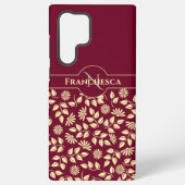 Gepersonaliseerd monogram laat Daisies Burgundy vo Samsung Galaxy Hoesje (Achterkant)